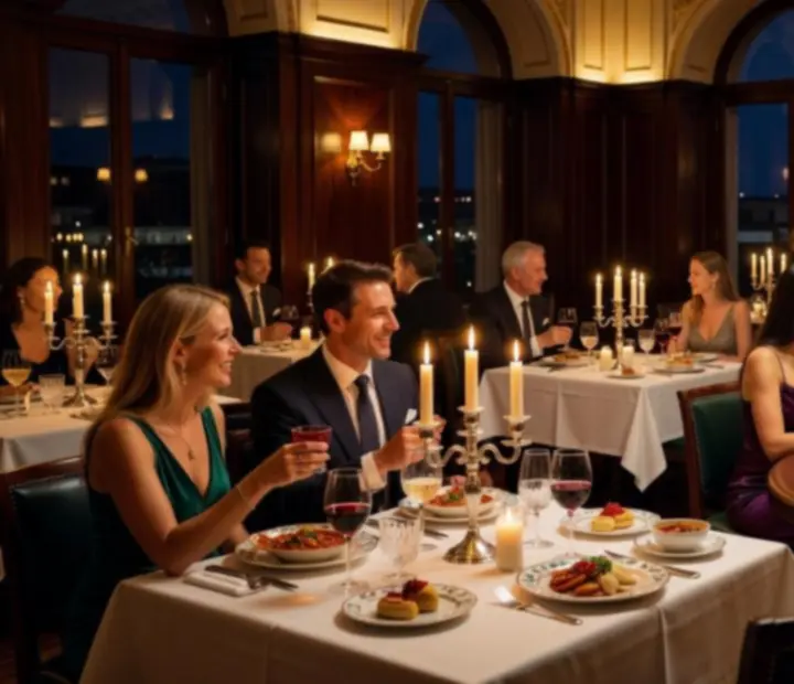 Elegáns fine dining fogás és szimbolikus pókerasztal gyertyafényes hangulatban
