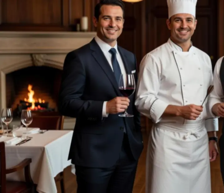 Tapasztalt séfek és vendéglátó csapat egy elegáns budapesti étterem konyháján