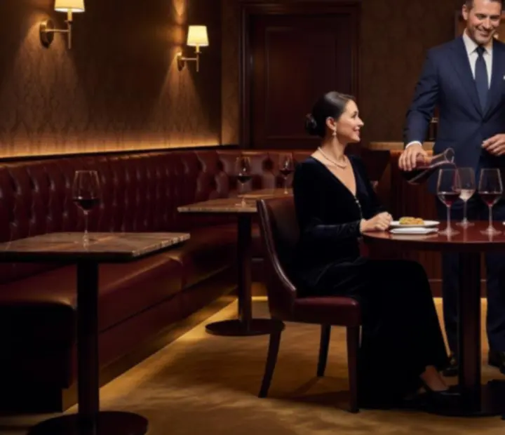 Vendéglátó csapat elegáns VIP Lounge térben dolgozik